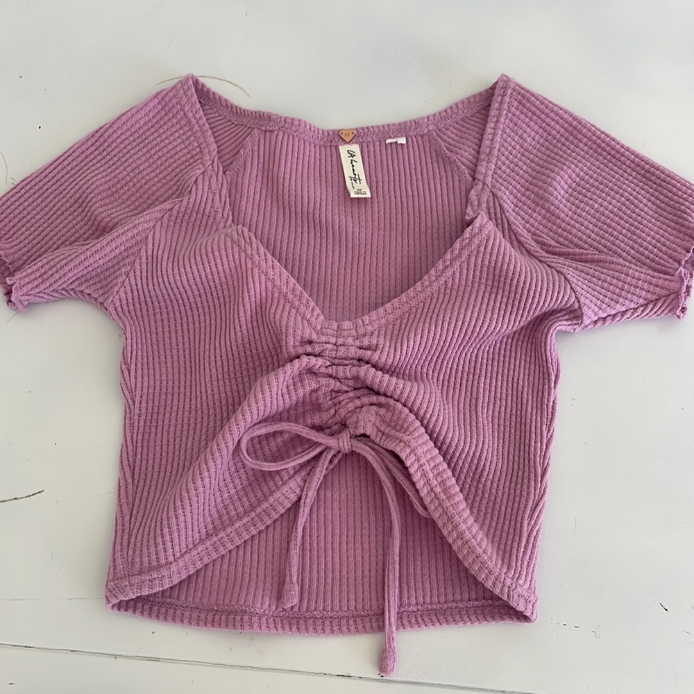 Pacsun waffle print crop top; xs; pink